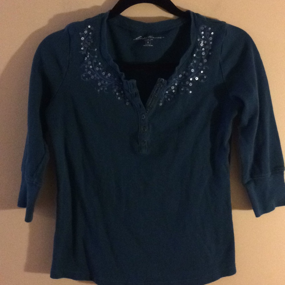 Eddie Bauer Henley 3/4 length sleeve top small